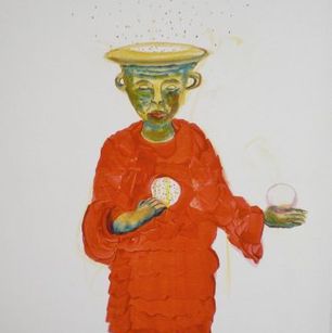 Yogi -acrylverf en stift op canvas 60x80 - 2017
