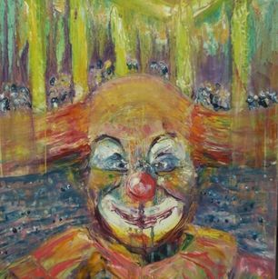 the clown is afraid -olieverf op canvas - 60x80 - 2015